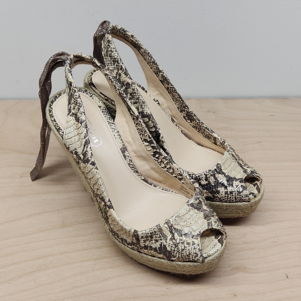 COACH MARITZA Snakeskin Espadrille Platform Wedges Slingback Women's Sz 5B EUC